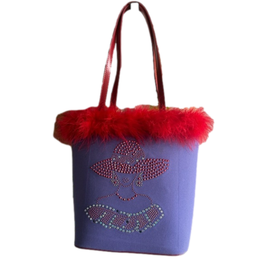 Trendsetter Ladies Bag | Fur | Red and Purple | Embellish